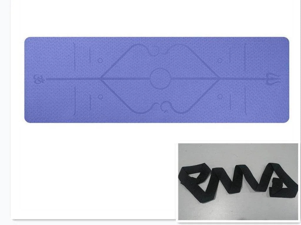 Non Slip TPE Yoga Mat Position Line Beginner - Anam Online