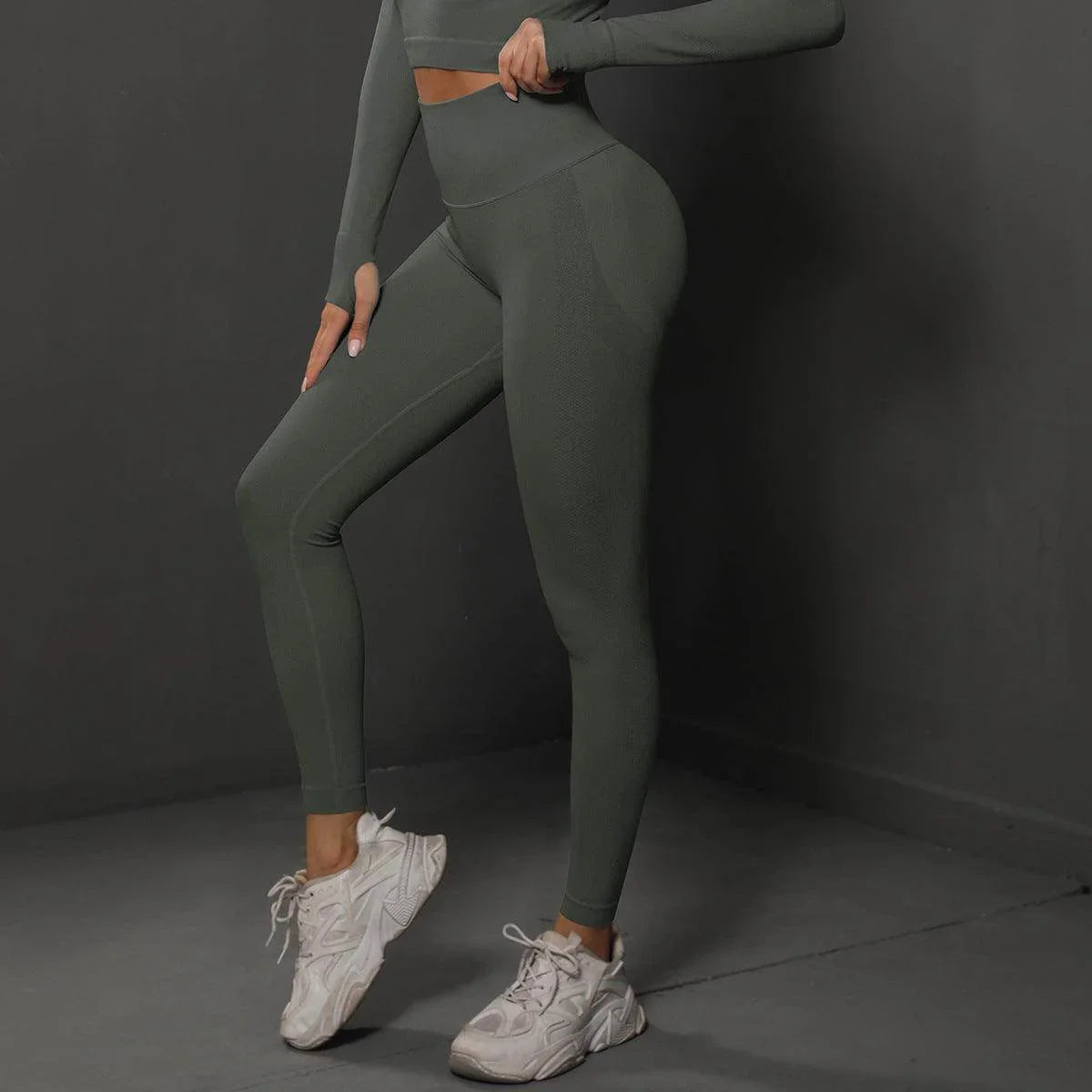 High Waist Seamless Yoga Pants Women's Solid Colour Full Length Leggings Fitness Hip Up Running Sport Gym Legging Outfits - Anam Online