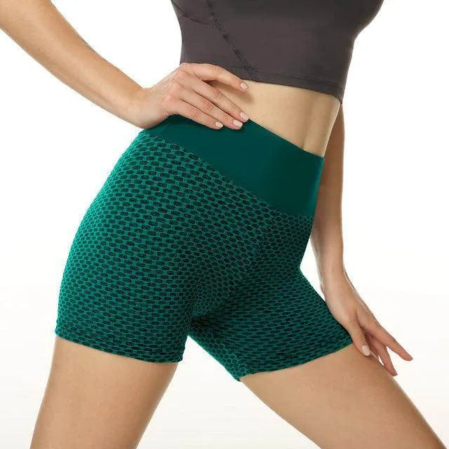 Honeycomb Design Yoga Pants Solid Colour Hip-lifting Fitness Sports Shorts For Women - Anam Online
