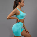 2pcs Sports Fitness Yoga Suit Breathable Hip-lifting Shorts And Hollow Out Back Bra Women Clothing - Anam Online