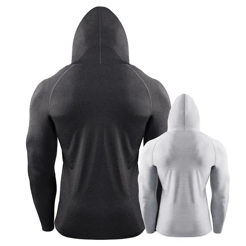 Black and white hoodies shown from the back on a white background