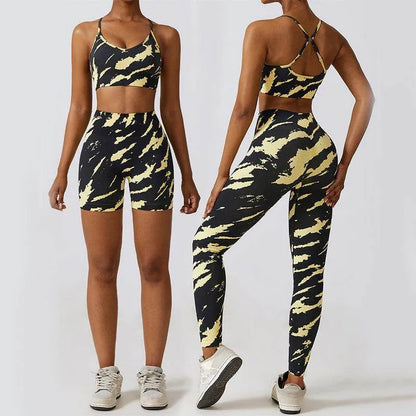 Camouflage Printing Seamless Yoga Suit Quick-drying High Waist Running Workout Clothes - Anam Online