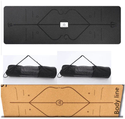 Non Slip TPE Yoga Mat Position Line Beginner - Anam Online