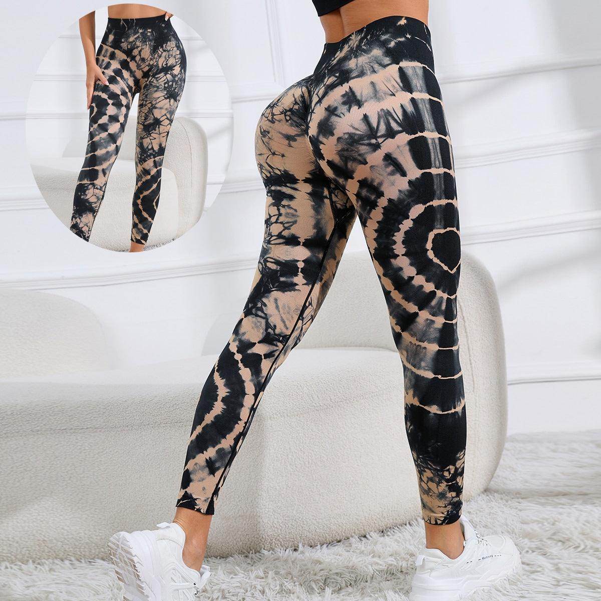New Tie Dye Printed Yoga Pants Women Seamless High Waist Hip Lifting Fitness Running Sports Leggings - Anam Online