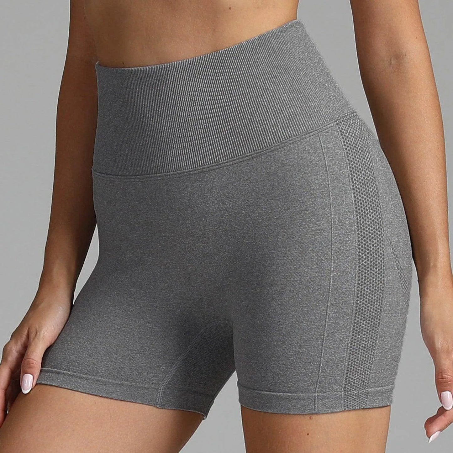 Seamless Yoga Shorts Women Solid Colour High Waist Hip-lifting Fitness Pants Running Sweatpants - Anam Online