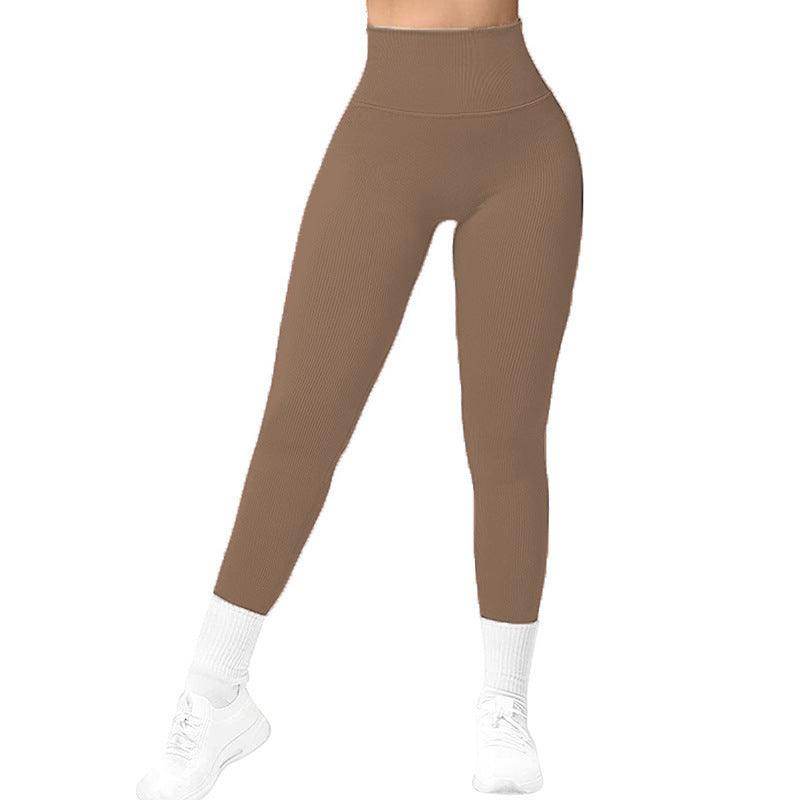 High Waist Seamless Leggings Threaded Knitted Fitness Pants Solid Women's Slimming Sports Yoga Pants Elastic Running Sport Leggings - Anam Online