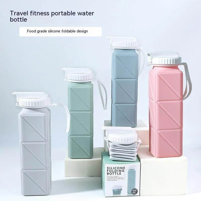 Foldable Water Bottle Sports Cup Portable Silicone Folding Cups Food Grade Cup Retractable Outdoor Travel Running Riding Camping - Anam Online