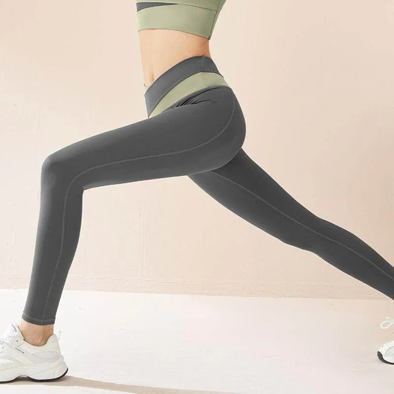 Spliced High Waist Yoga Pants Butt Lift Seamless Leggings Quick-drying Running Sports Fitness Pant For Women Clothing - Anam Online