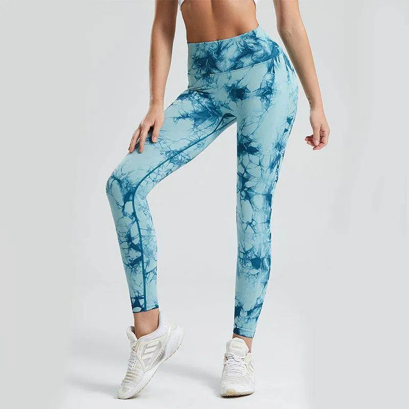 Fashion Tie Dye Printed Leggings High Waist Hip Lifting Tight Fitness Sports Yoga Pants For Women - Anam Online