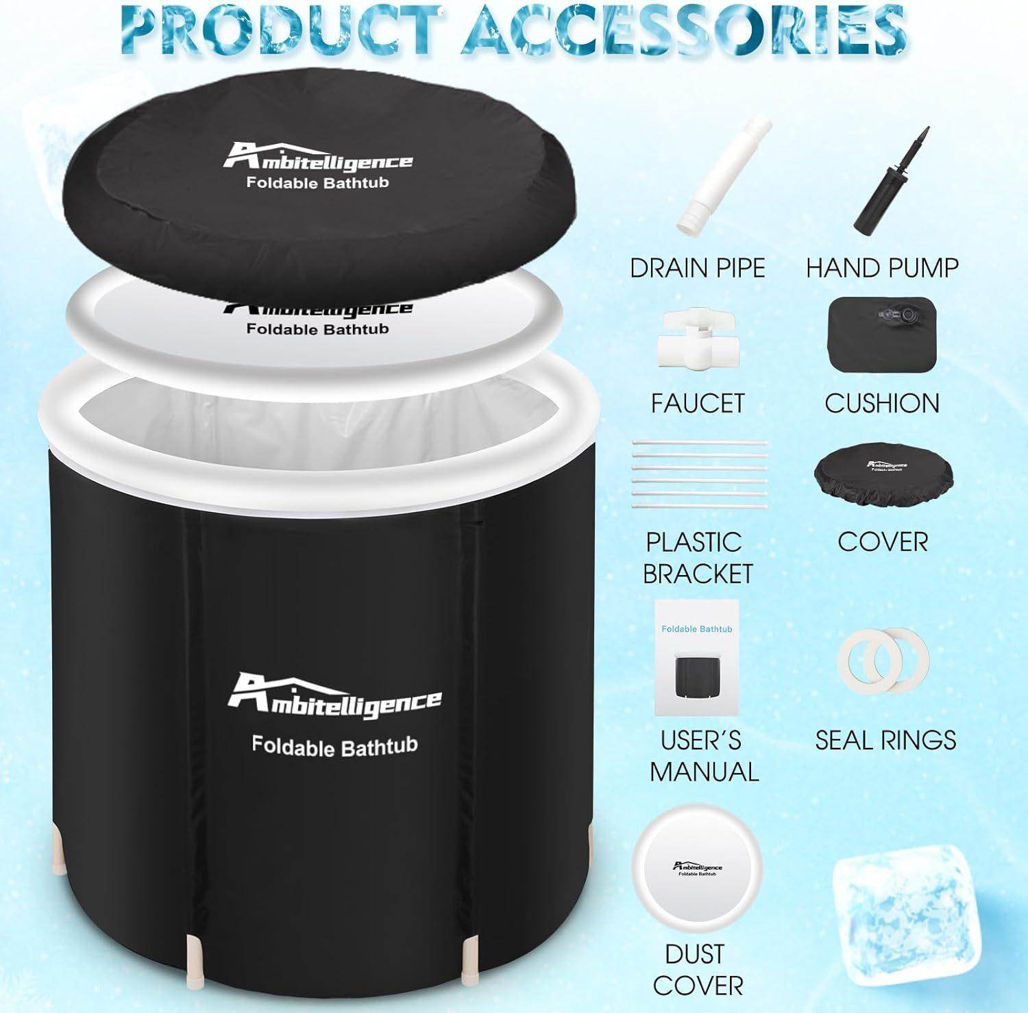 Recovery Ice Tub Foldable Bathtub Outdoor Portable Cold Water Therapy Tub Fitness Rehab Ice Tub For Athletes Long Lasting Insulated Ice Tub, Spa Soaking Bucket - Anam Online