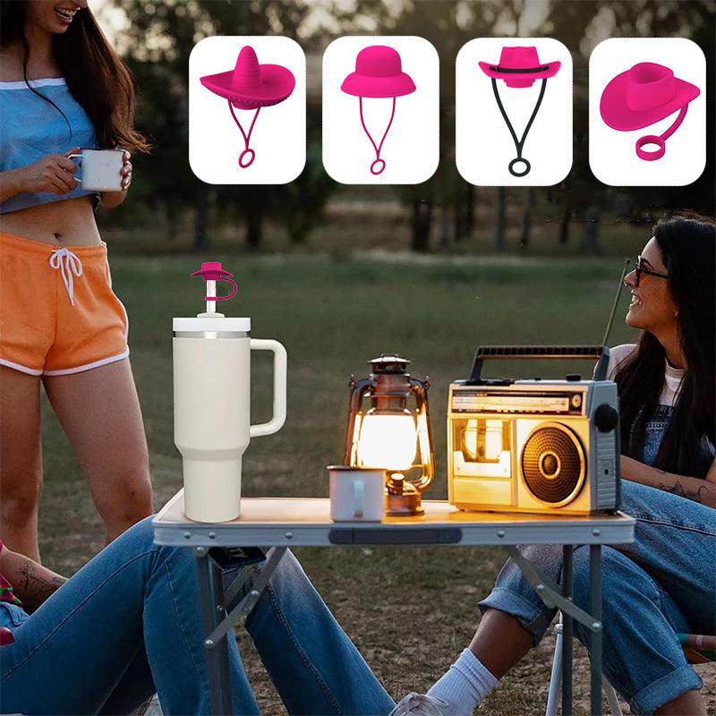 Straw Covers Cap Novelty Sturdy Straw Toppers Reusable Cowboy Hat Shaped - Anam Online