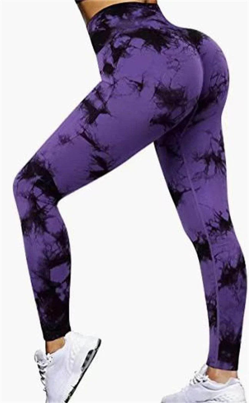 Fashion Tie Dye Printed Leggings High Waist Hip Lifting Tight Fitness Sports Yoga Pants For Women - Anam Online