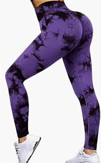 Fashion Tie Dye Printed Leggings High Waist Hip Lifting Tight Fitness Sports Yoga Pants For Women - Anam Online