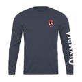 Navy long-sleeve shirt with a logo on the chest and 'Olympia' text on the sleeve against a white background