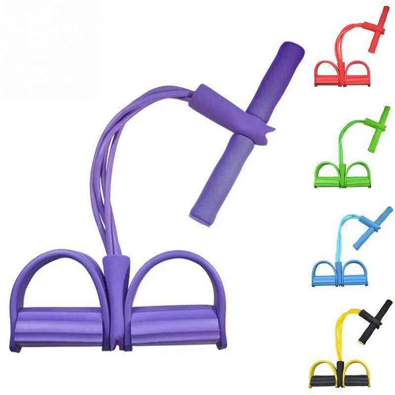 Natural Latex Foot Pedal Elastic Pull Rope with Handle Fitness Equipment Bodybuilding Expander - Anam Online