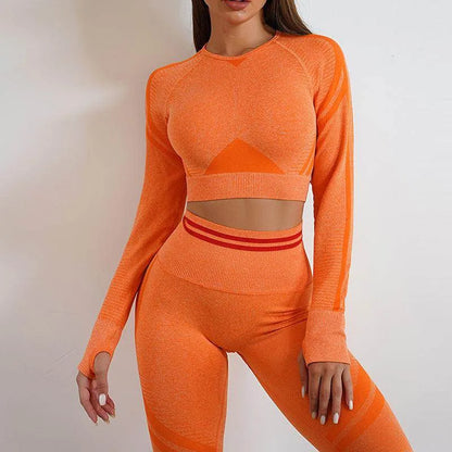 Seamless Yoga Pants Sports Gym Fitness Leggings Or Long Sleeve Tops Outfits Butt Lifting Slim Workout Sportswear Clothing - Anam Online