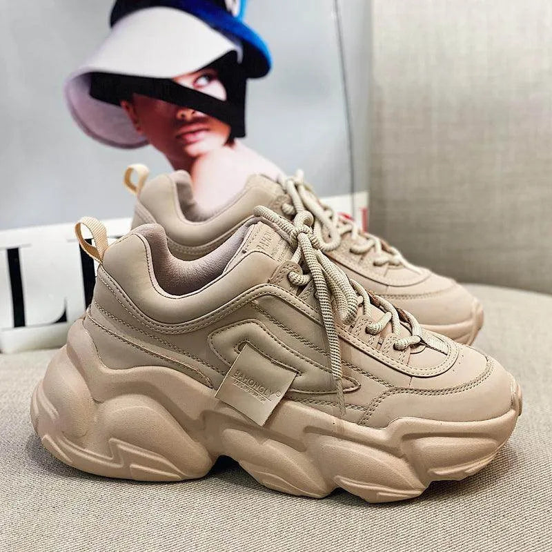 Women's Sneakers With Leather Platform - Anam Online
