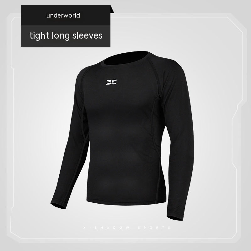 Black long-sleeve shirt with a brand logo on a light gray background