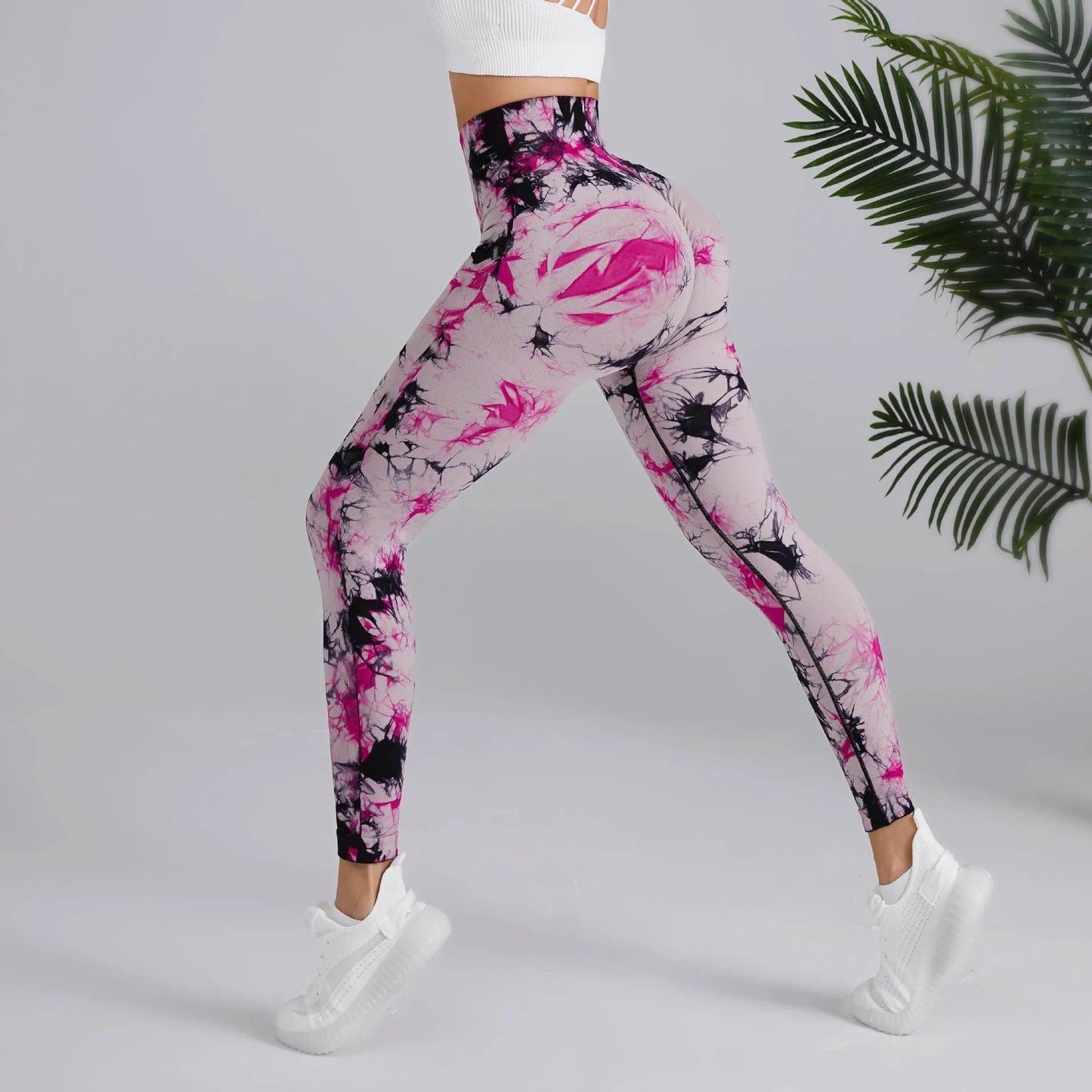 Tie-dye Printed Yoga Pants Fashion Seamless High-waisted Hip-lifting Trousers Sports Running Fitness Pants For Women - Anam Online