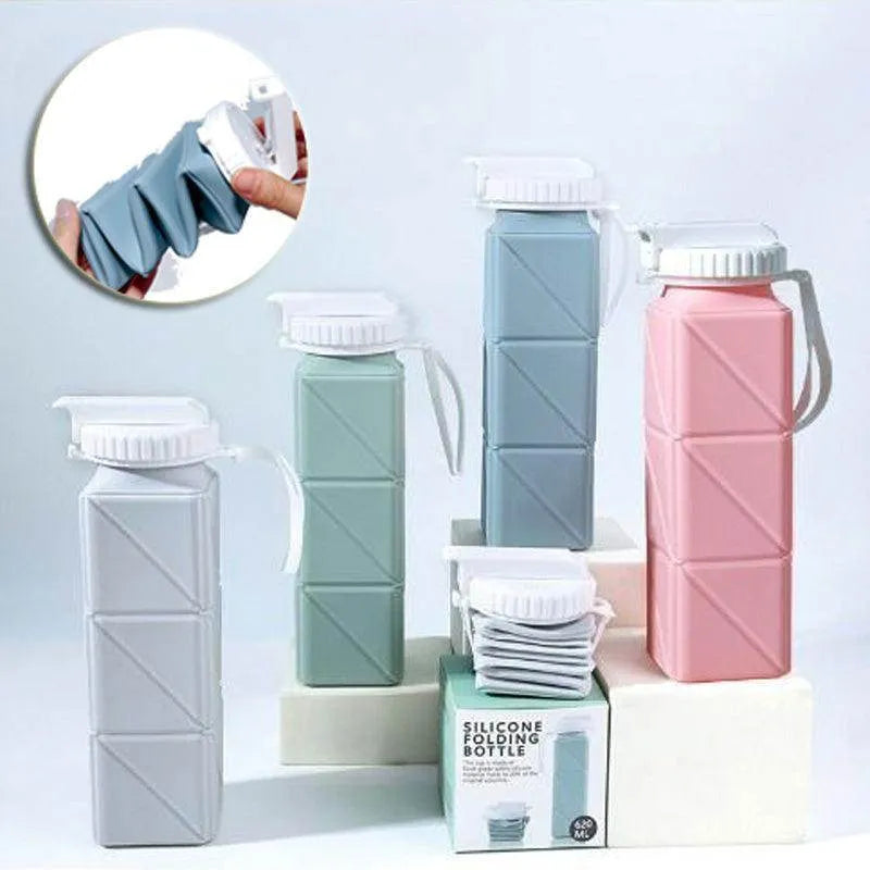 Foldable Water Bottle Sports Cup Portable Silicone Folding Cups Food Grade Cup Retractable Outdoor Travel Running Riding Camping - Anam Online
