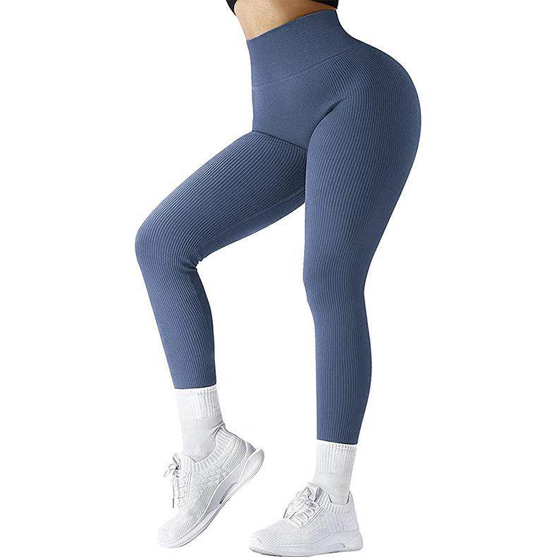 High Waist Seamless Leggings Threaded Knitted Fitness Pants Solid Women's Slimming Sports Yoga Pants Elastic Running Sport Leggings - Anam Online