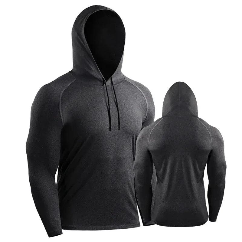 Black hoodie shown from front and back on a white background