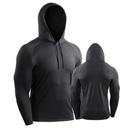 Black hoodie shown from front and back on a white background