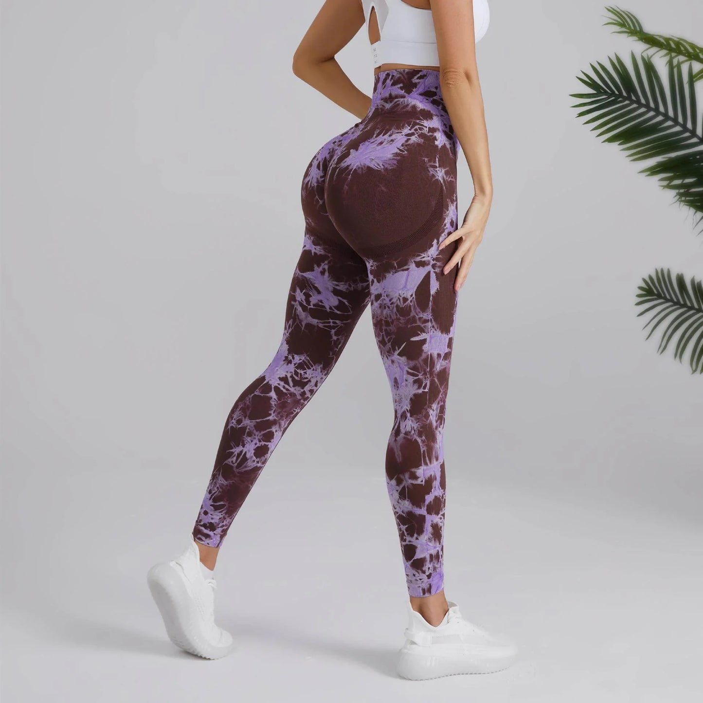Tie-dye Printed Yoga Pants Fashion Seamless High-waisted Hip-lifting Trousers Sports Running Fitness Pants For Women - Anam Online