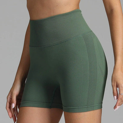 Seamless Yoga Shorts Women Solid Colour High Waist Hip-lifting Fitness Pants Running Sweatpants - Anam Online