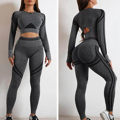 Seamless Yoga Pants Sports Gym Fitness Leggings Or Long Sleeve Tops Outfits Butt Lifting Slim Workout Sportswear Clothing - Anam Online