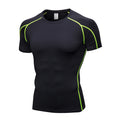 Black athletic shirt with green accents on a white background