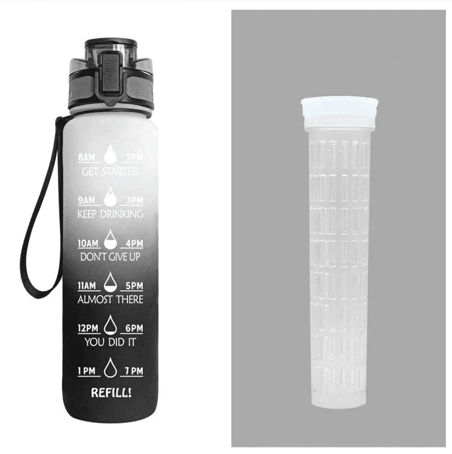 1L Tritan Water Bottle With Time Marker Bounce Cover Motivational Water Bottle Cycling Leakproof Cup For Sports Fitness Bottles - Anam Online