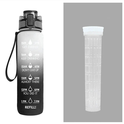 1L Tritan Water Bottle With Time Marker Bounce Cover Motivational Water Bottle Cycling Leakproof Cup For Sports Fitness Bottles - Anam Online
