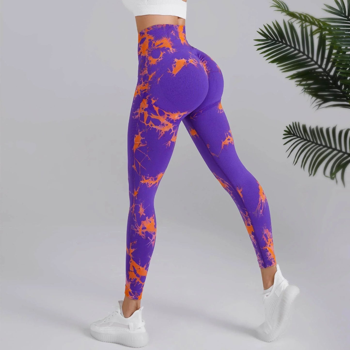 Tie-dye Printed Yoga Pants Fashion Seamless High-waisted Hip-lifting Trousers Sports Running Fitness Pants For Women - Anam Online