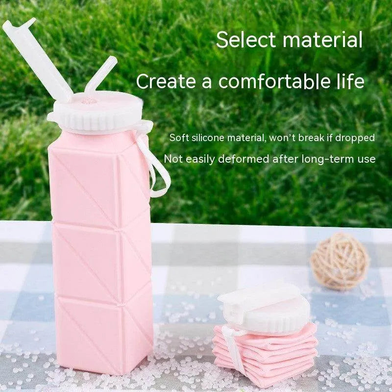 Foldable Water Bottle Sports Cup Portable Silicone Folding Cups Food Grade Cup Retractable Outdoor Travel Running Riding Camping - Anam Online