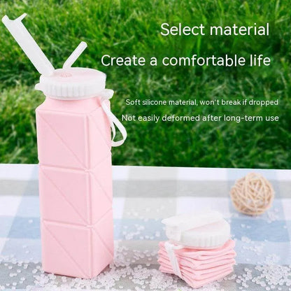 Foldable Water Bottle Sports Cup Portable Silicone Folding Cups Food Grade Cup Retractable Outdoor Travel Running Riding Camping - Anam Online