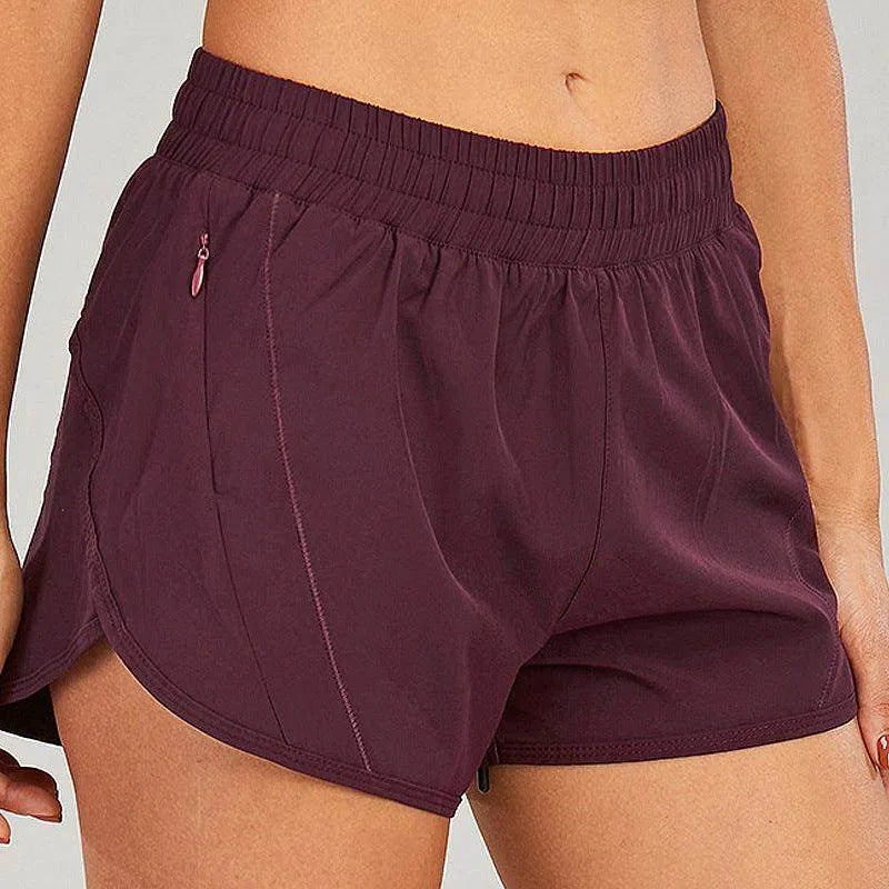 Summer Sports Shorts With Zipper Pockets Breathable Loose Anti-exposure Outdoor Running Fitness Pants For Women - Anam Online