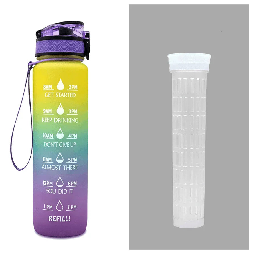1L Tritan Water Bottle With Time Marker Bounce Cover Motivational Water Bottle Cycling Leakproof Cup For Sports Fitness Bottles - Anam Online