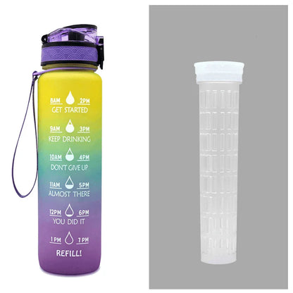 1L Tritan Water Bottle With Time Marker Bounce Cover Motivational Water Bottle Cycling Leakproof Cup For Sports Fitness Bottles - Anam Online