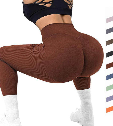High Waist Seamless Leggings Threaded Knitted Fitness Pants Solid Women's Slimming Sports Yoga Pants Elastic Running Sport Leggings - Anam Online