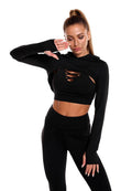 3pcs Sports Suits Long Sleeve Hooded Top Hollow Design Camisole And Butt Lifting High Waist - Anam Online