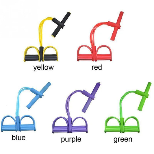 Natural Latex Foot Pedal Elastic Pull Rope with Handle Fitness Equipment Bodybuilding Expander - Anam Online