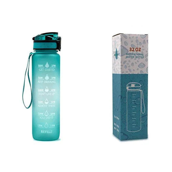 1L Tritan Water Bottle With Time Marker Bounce Cover Motivational Water Bottle Cycling Leakproof Cup For Sports Fitness Bottles - Anam Online