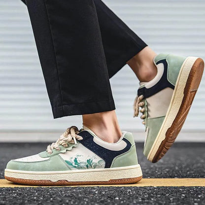 Lace-up Casual Shoes Men Soft Thick Sole Fashion Comfortable Breathable Flats Sneakers Student Platform Outdoor Walking Shoes - Anam Online