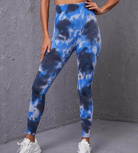 Pantalon de yoga imprimé tie-dye sans couture, taille haute, moulant, pour le sport, la course à pied, le fitness, pour femmes