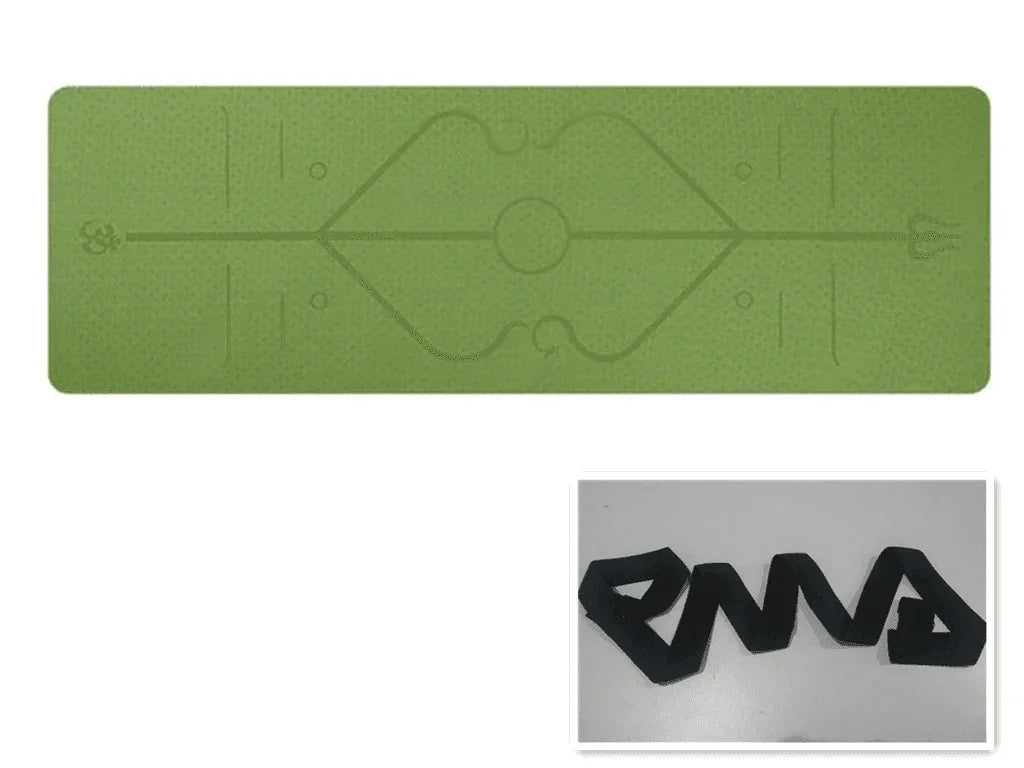 Non Slip TPE Yoga Mat Position Line Beginner - Anam Online