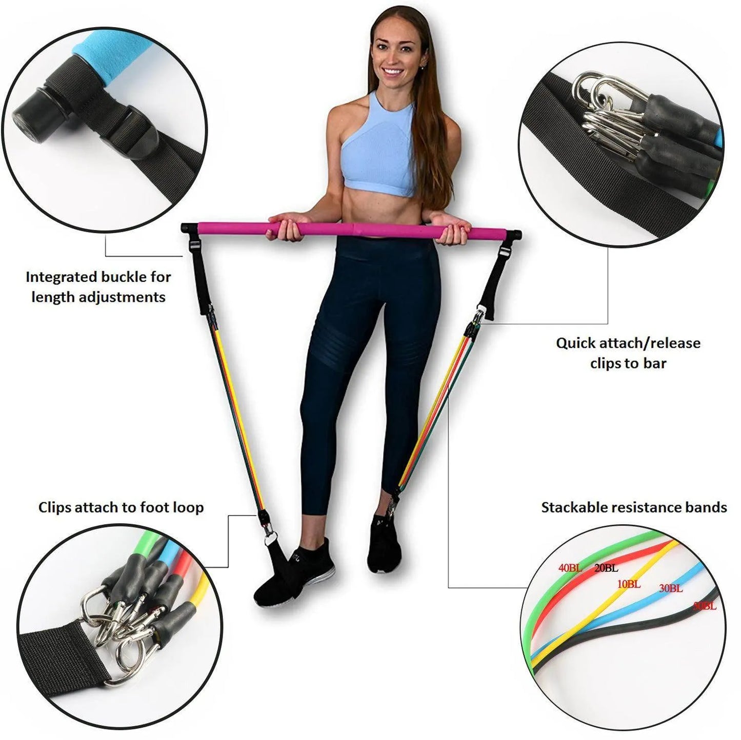 Fitness Yoga Pilates Bar Portable Gym Accessories Sport Elastic Bodybuilding Resistance Bands For Home Trainer Workout Equipment - Anam Online