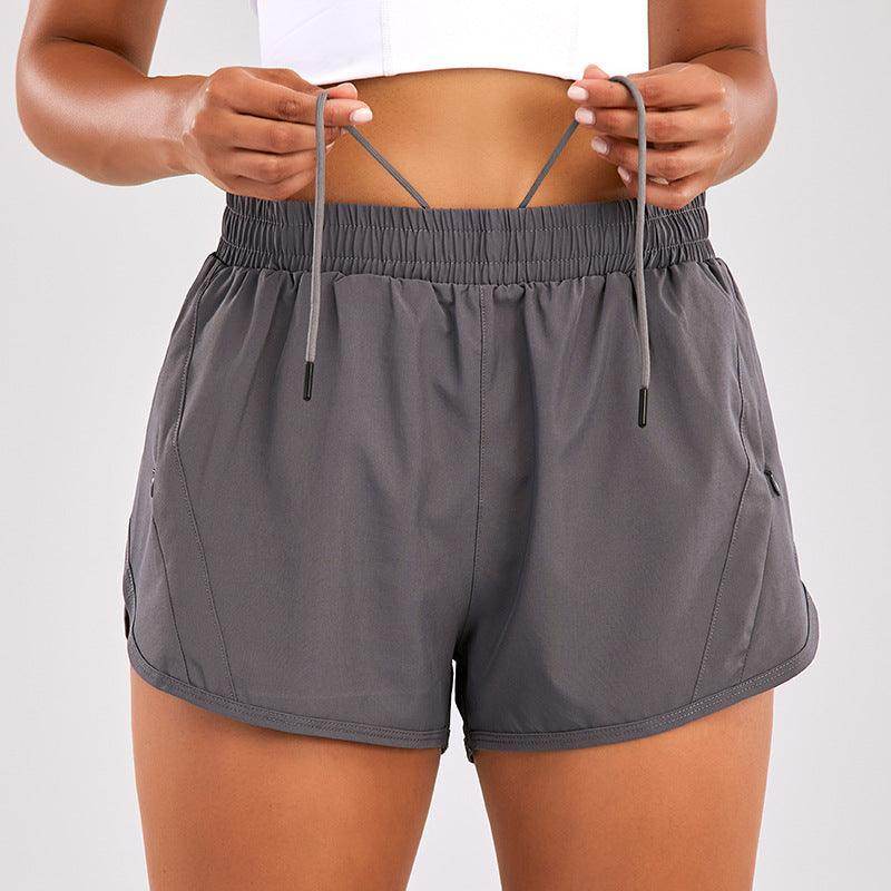 Summer Sports Shorts With Zipper Pockets Breathable Loose Anti-exposure Outdoor Running Fitness Pants For Women - Anam Online