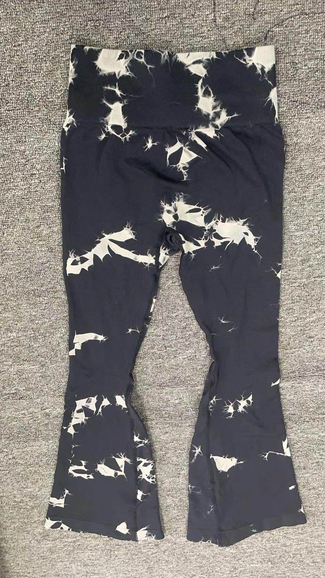 Fashion Tie Dye Printed Yoga Bell-Bottomed Pants Seamless High Waist Quick-drying Fitness Running Sports Leggings Women Flares - Anam Online