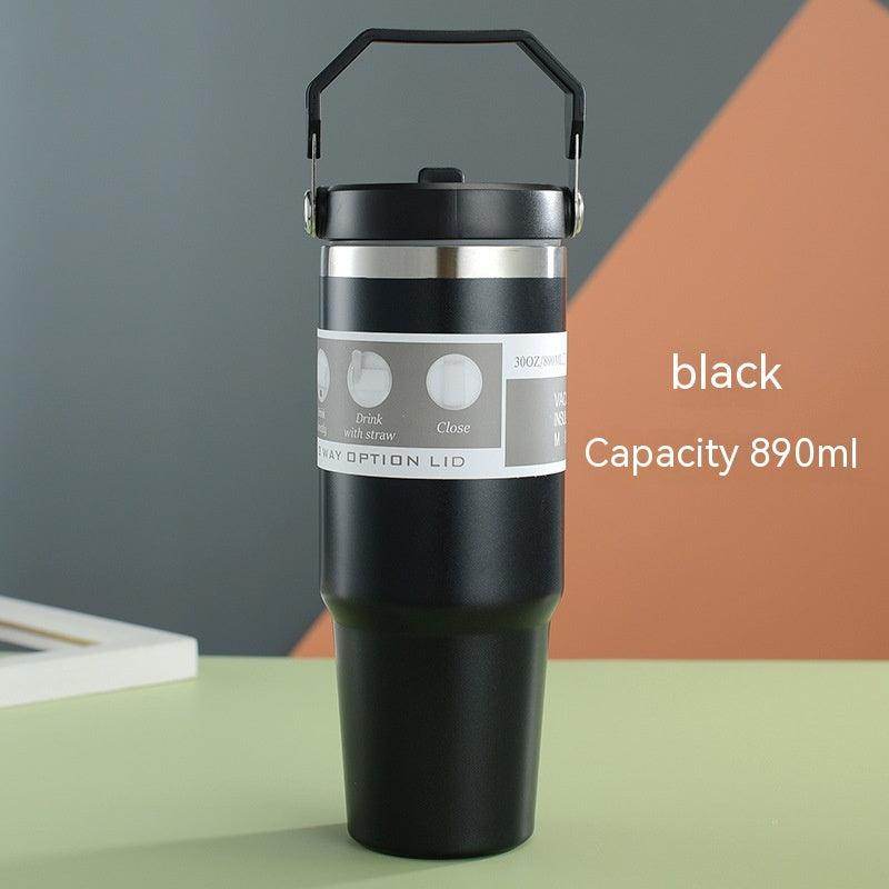 Portable Car Cup Stainless Steel Cup Travel Sports Water Bottle With Handle Cover Coffee Tumbler Cup - Anam Online